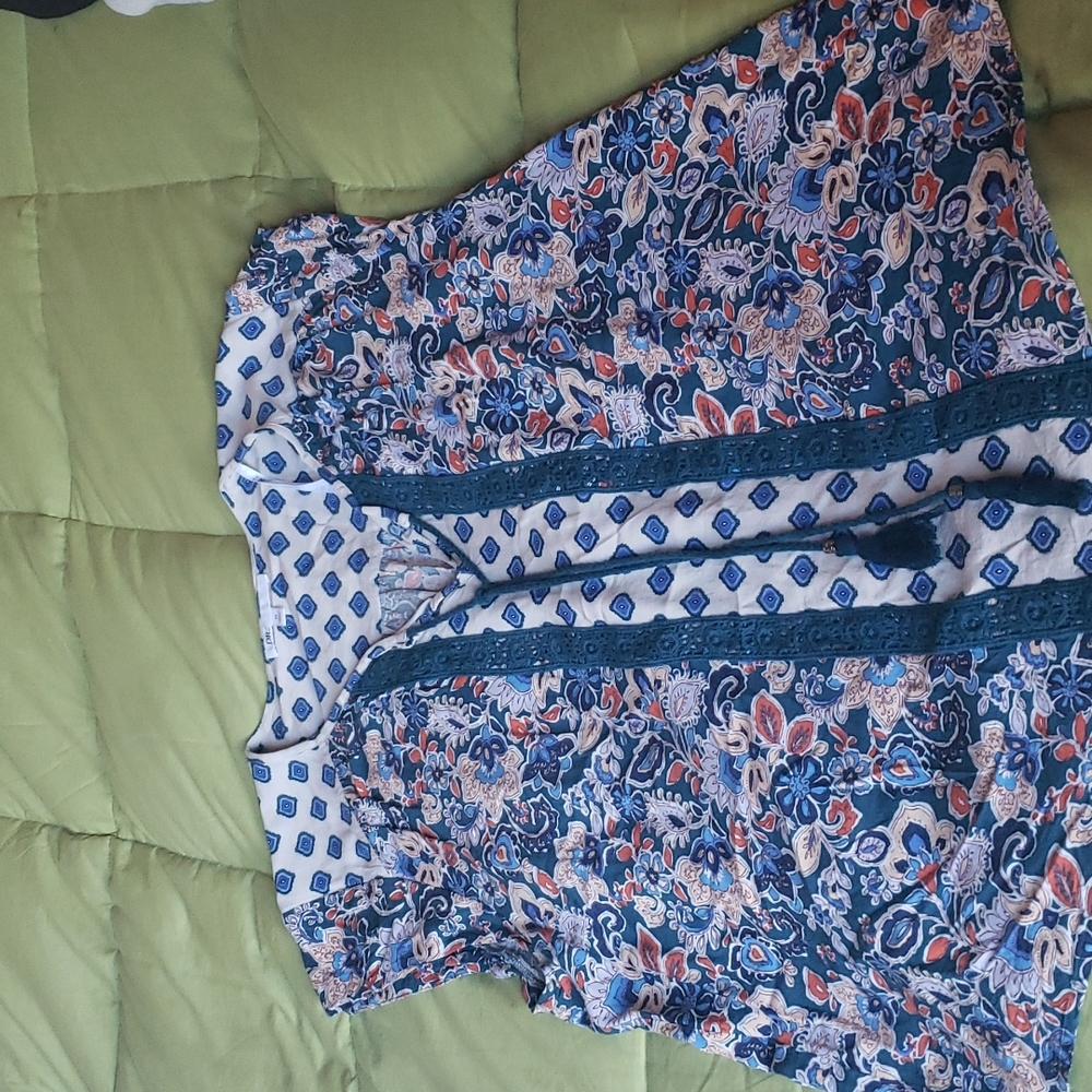 Teal printed Blouse